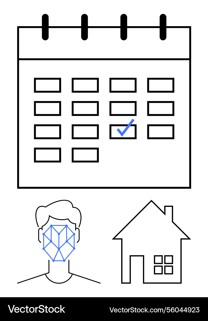 Digital scheduling with facial recognition Digital scheduling with facial recognition vector image