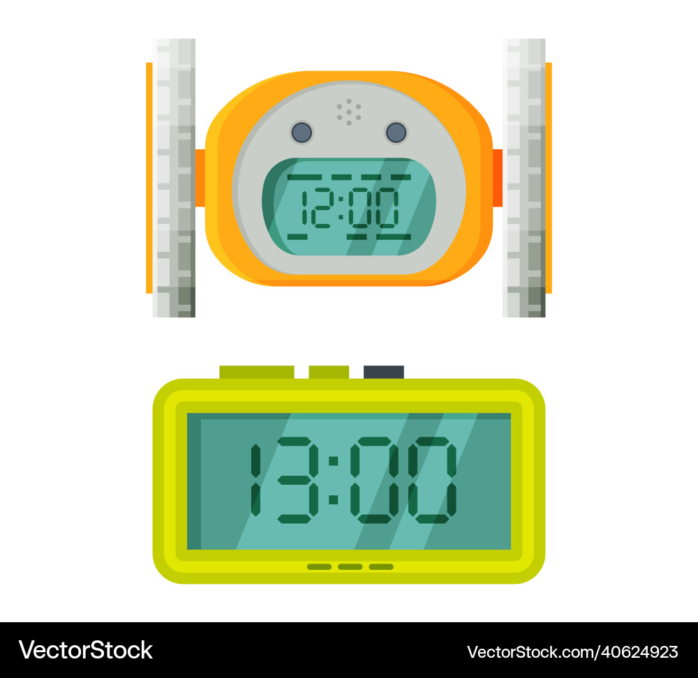 Digitale Uhr mit Uhrwerksanzeige Vektorbild