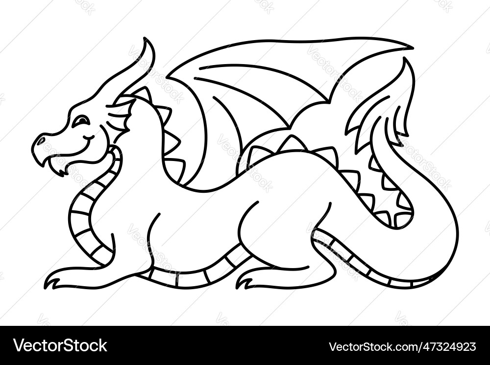 Dragon Contour Drawing Vector Image