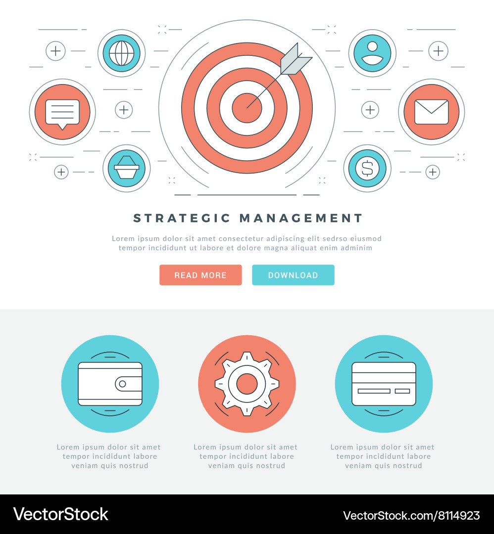 Flat line business concept web site header Vector Image