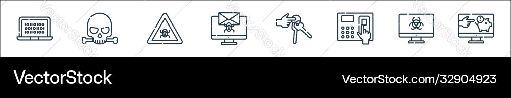 Hacker line icons linear set quality Hacker line icons linear set quality vector image