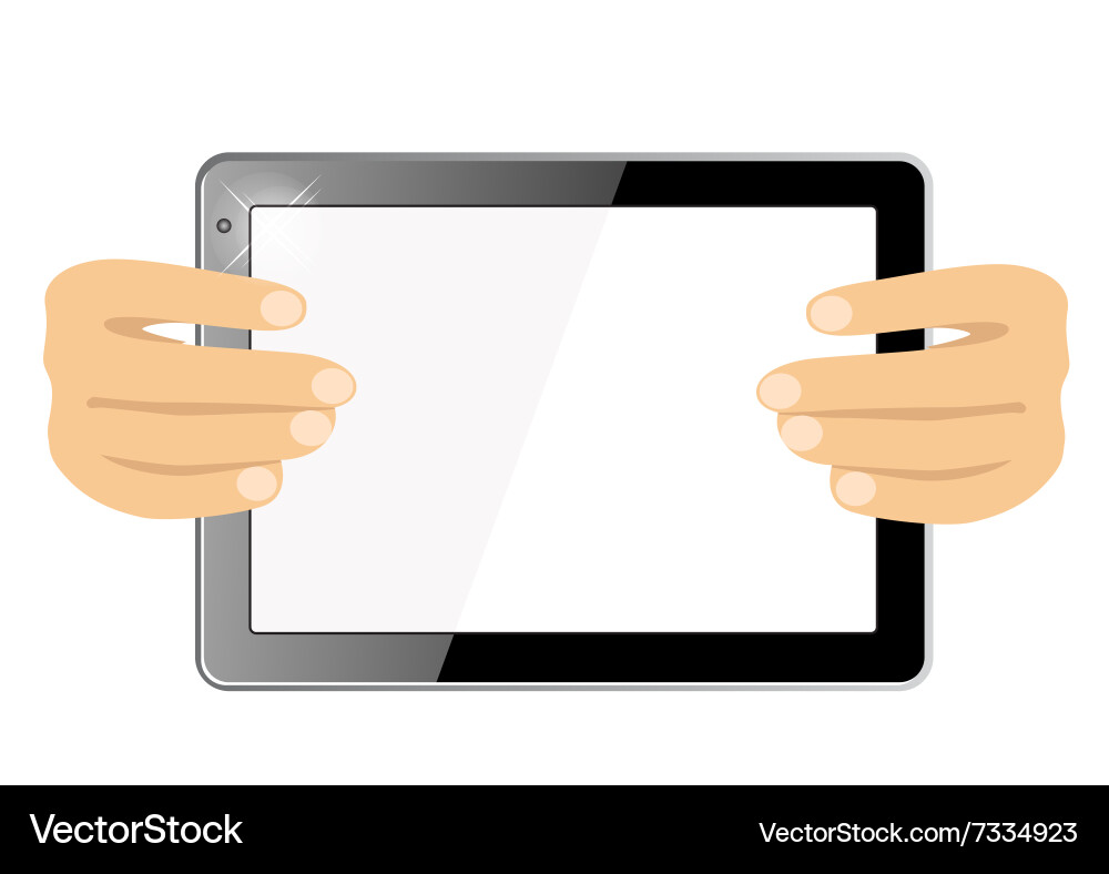 Hands showing a tablet touch computer gadget Vector Image