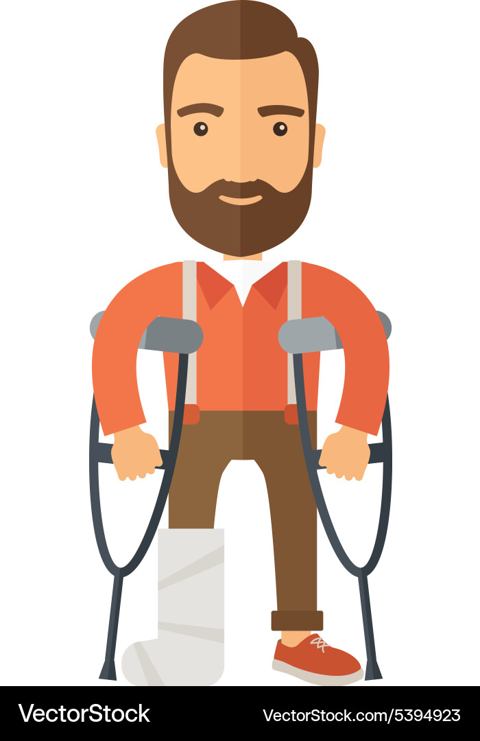 Man with crutches Vector Image