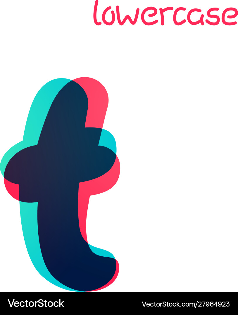 Overlapping gradient lowercase letter t logotype vector image