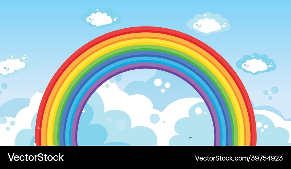 Rainbow in the sky background template Royalty Free Vector