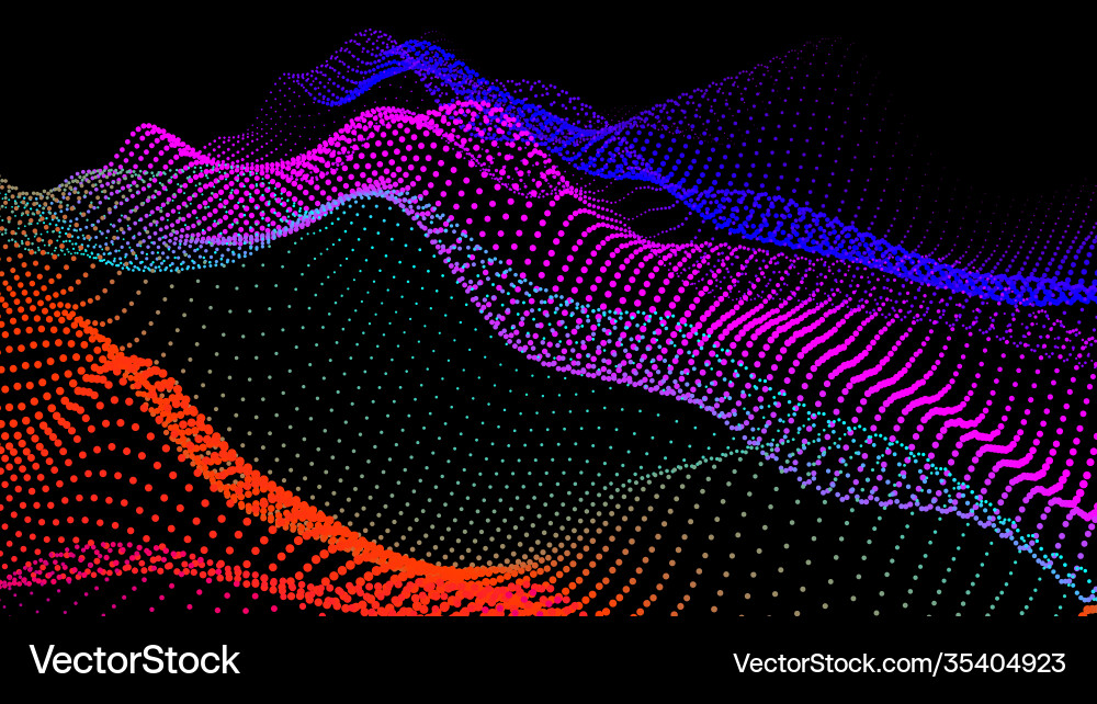 Sea waves from node hud data dots flow research Vector Image