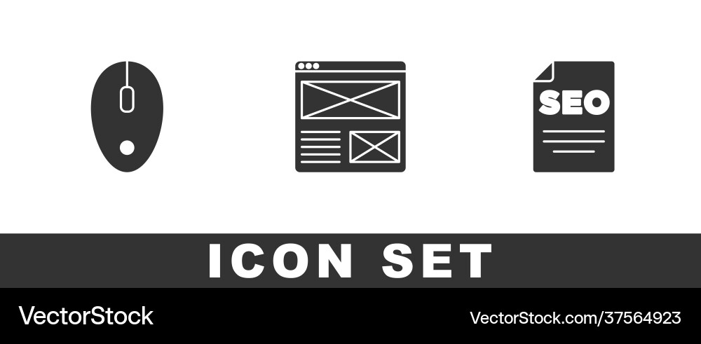 Set computer mouse browser window and seo Set computer mouse browser window and seo vector image