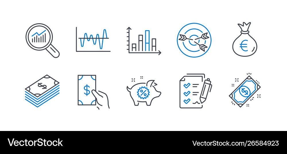 Set finance icons such as targeting data Set finance icons such as targeting data vector image