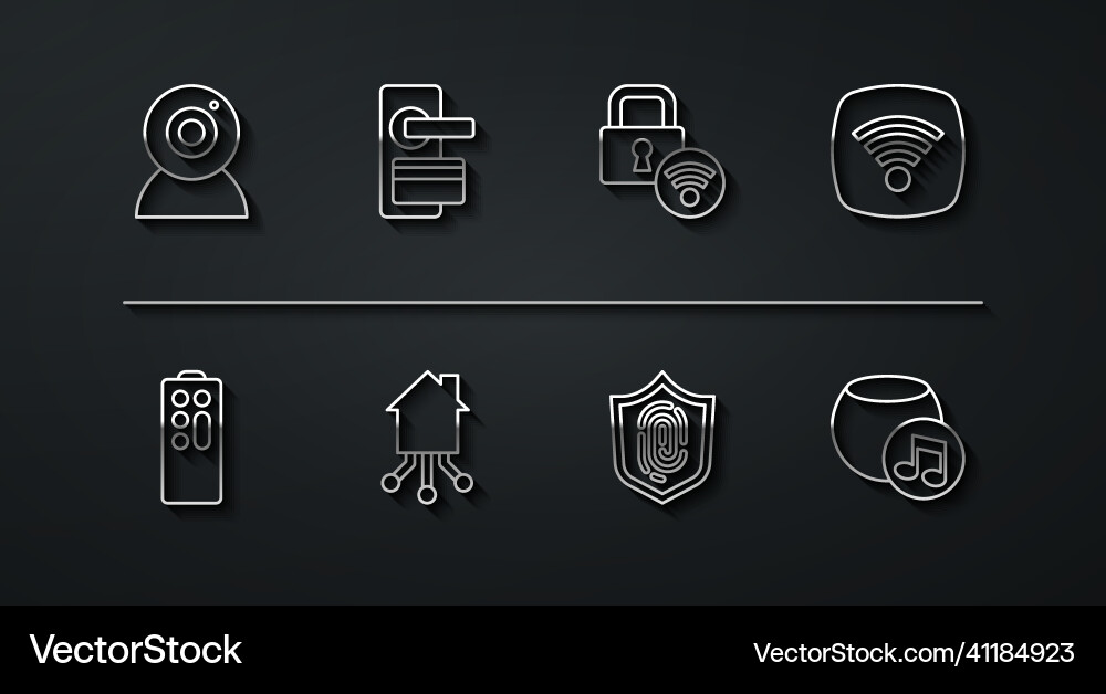 Set line web camera remote control wi-fi Set line web camera remote control wi-fi Vector Image