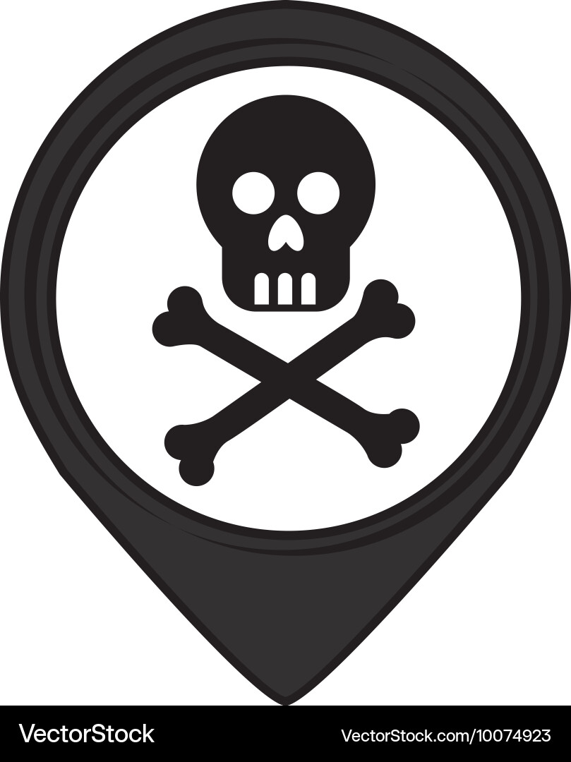 Skull pin pointer caution signal icon Vector Image