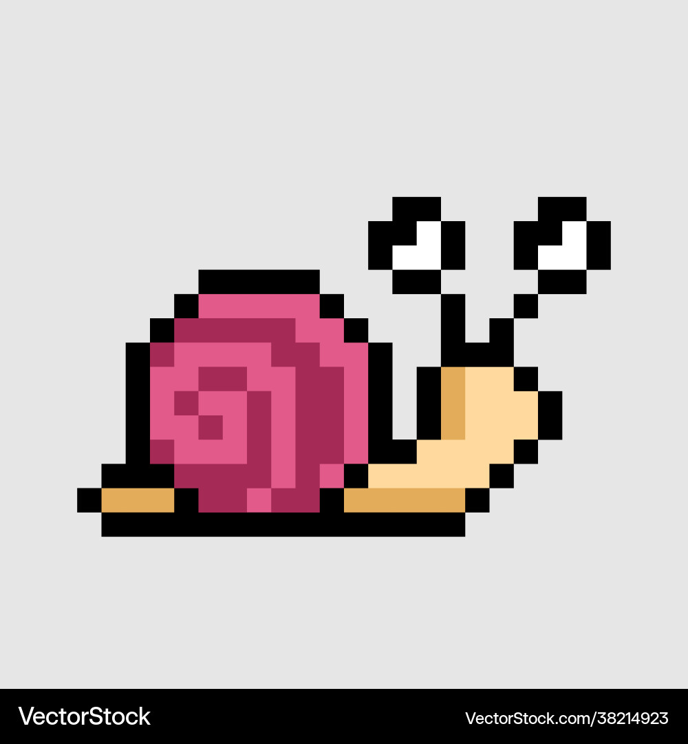 Snail pixel image for 8 bit game assets vector image