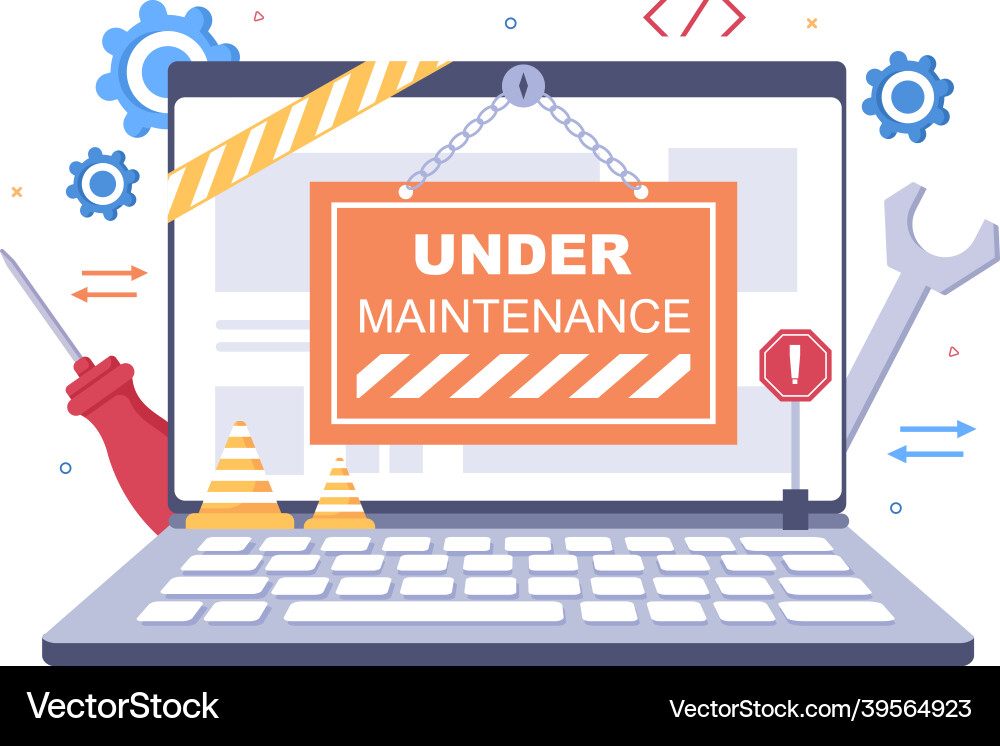 Software system under maintenance error website Software system under maintenance error website vector image