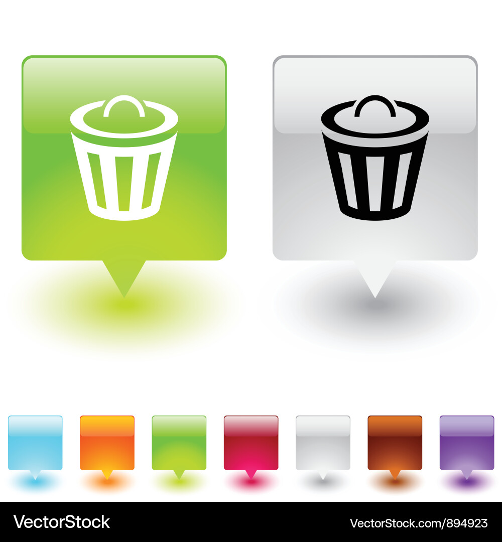 Trash Can Icon Button vector image