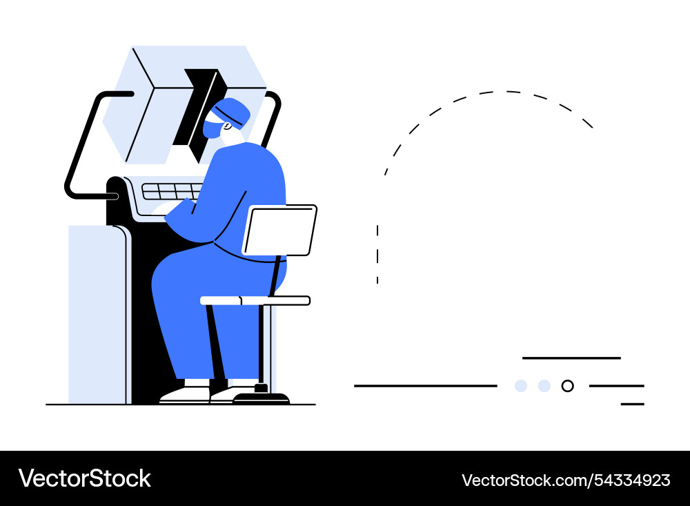 Worker operating a machine control panel Worker operating a machine control panel vector image