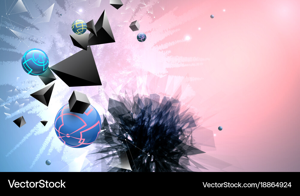 Abstract broken forms on multicolored background vector image