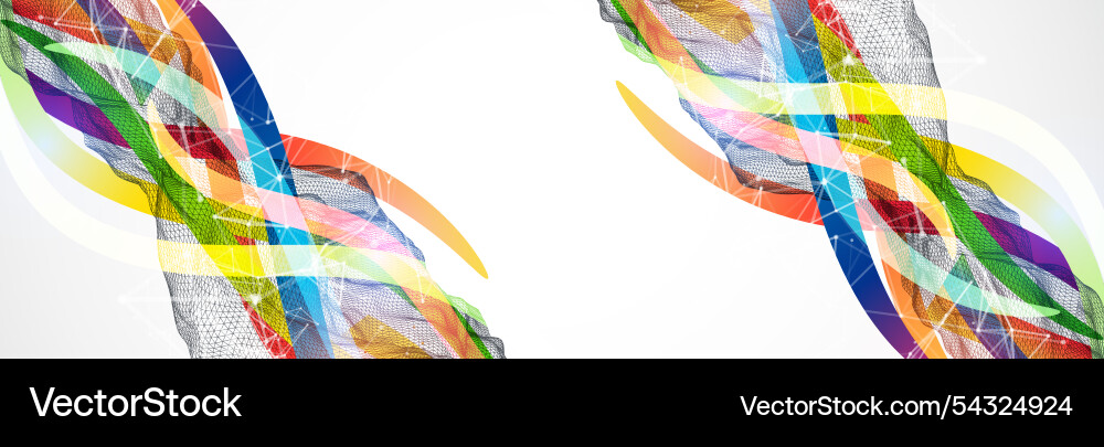 Abstract wireframe wave with colored lines Abstract wireframe wave with colored lines Vector Image
