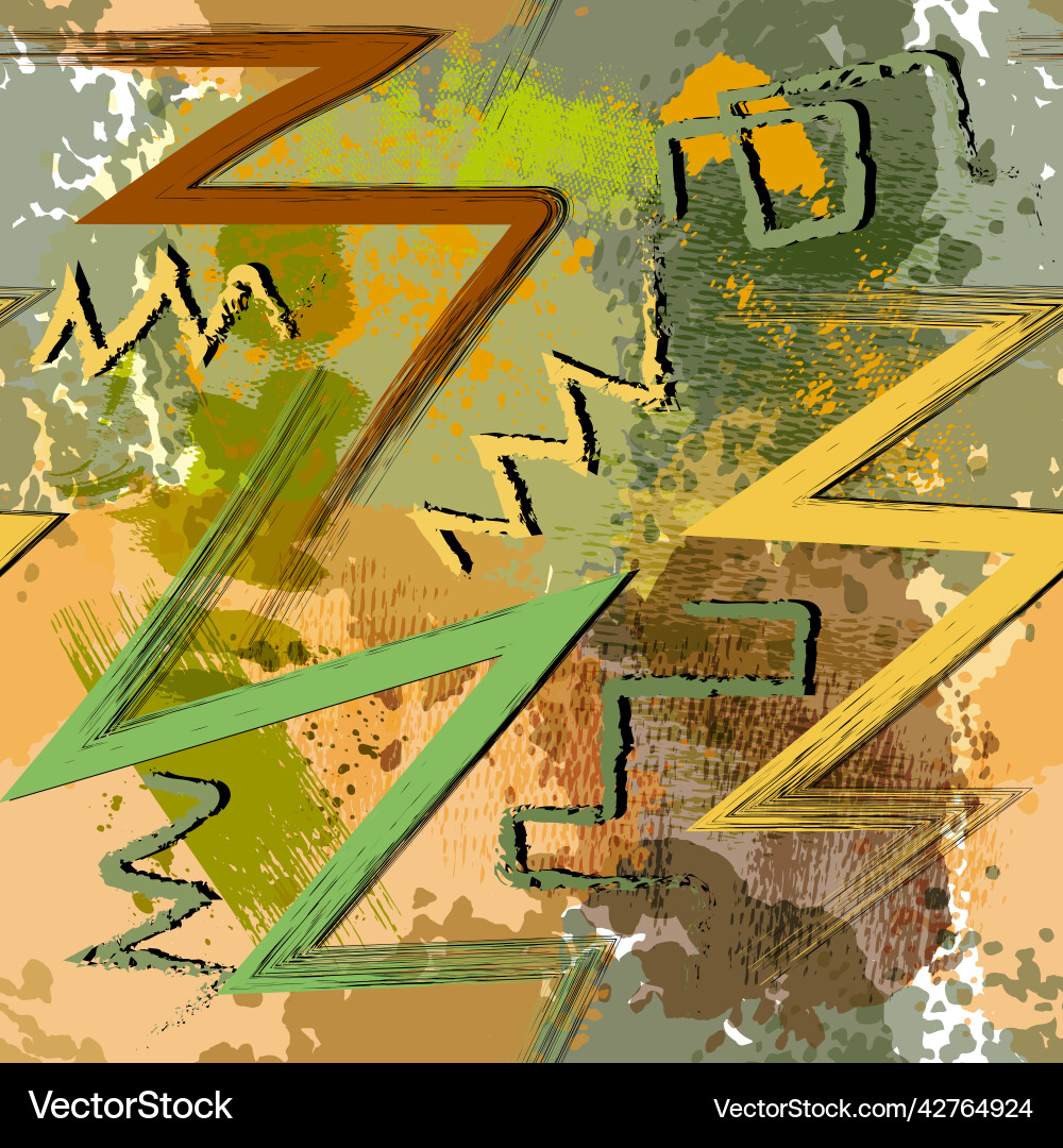 Brush strokes zigzag textured seamless pattern Vector Image