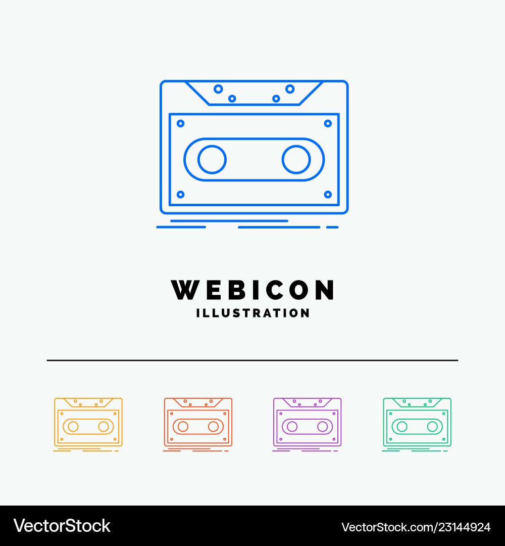 Cassette demo record tape 5 color line web Cassette demo record tape 5 color line web vector image