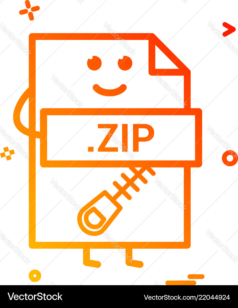 Computer zip file format type icon design Computer zip file format type icon design vector image