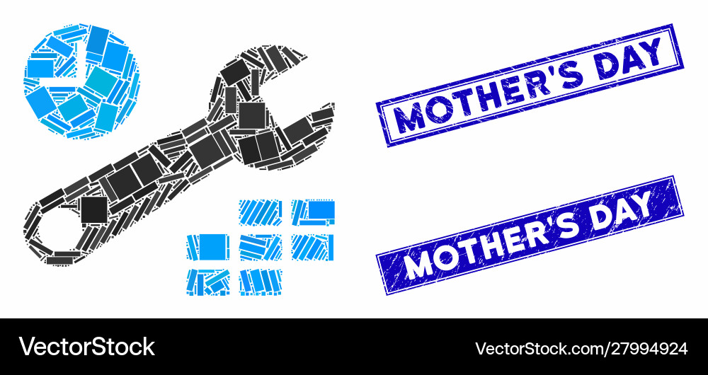 Date and time configuration mosaic scratched Date and time configuration mosaic scratched vector image