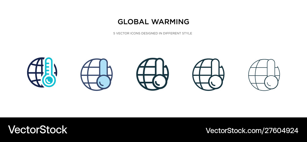 Global warming icon in different style two Vector Image