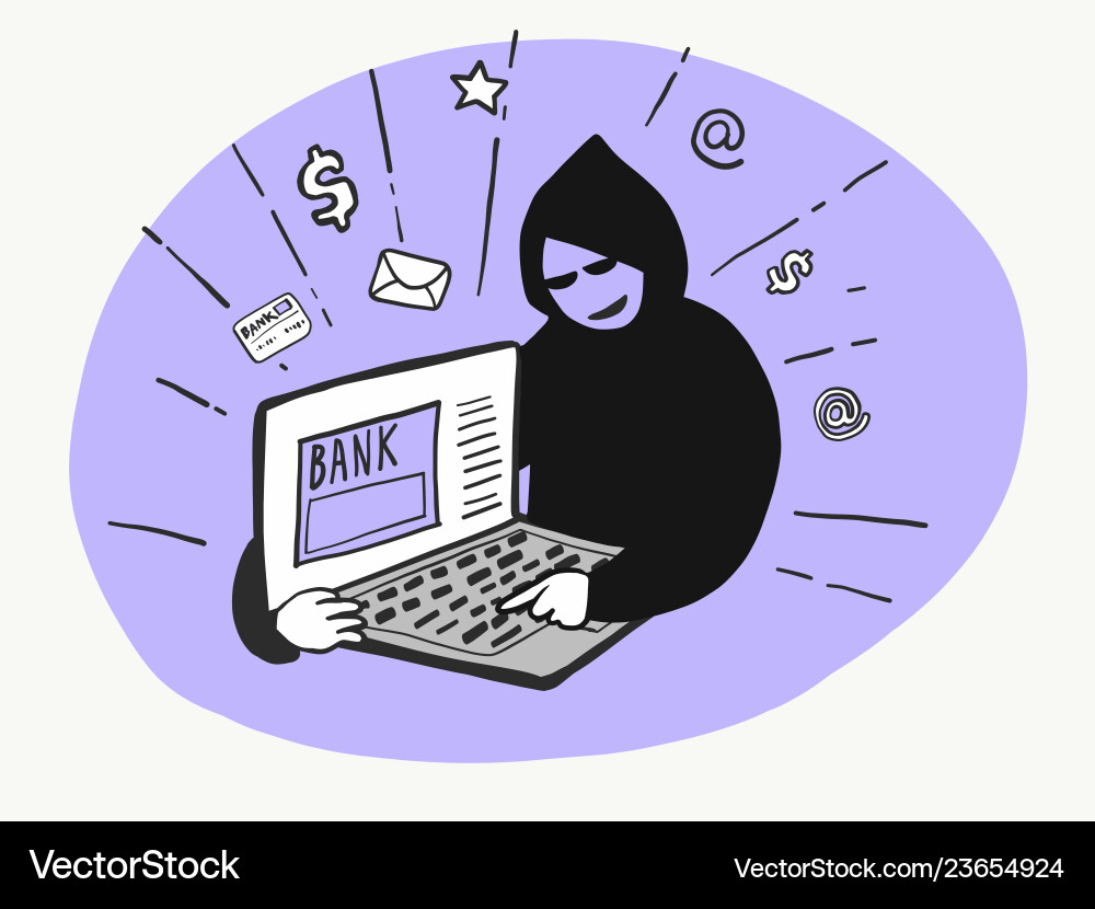 Hacker trying hack computer Hacker trying hack computer vector image