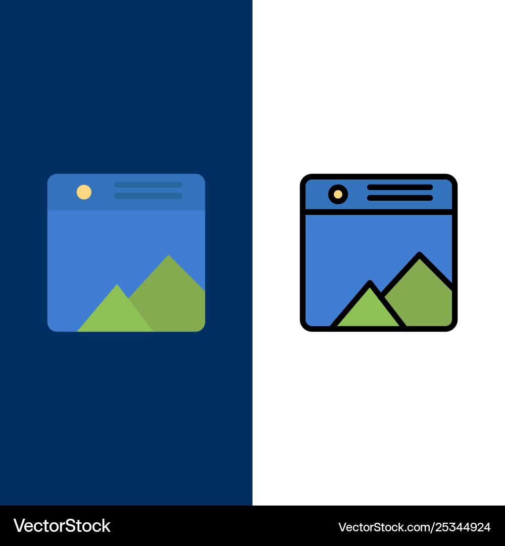 Image photo gallery web icons flat and line vector image