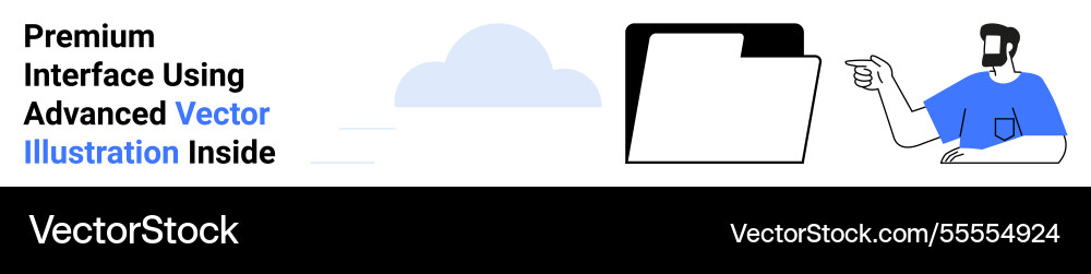 Mann zeigt auf einen Dateiordner mit Cloud-Element Mann zeigt auf einen Dateiordner mit Cloud-Element vektorbild