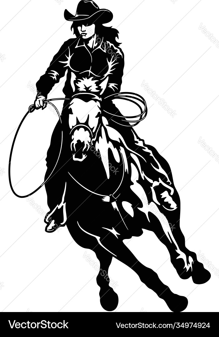 Retro Cowgirl Rodeo Poster Vector Image