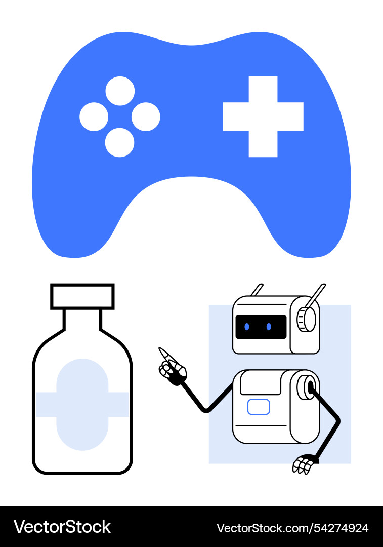 Robotic healthcare assistant with game controller Vector Image