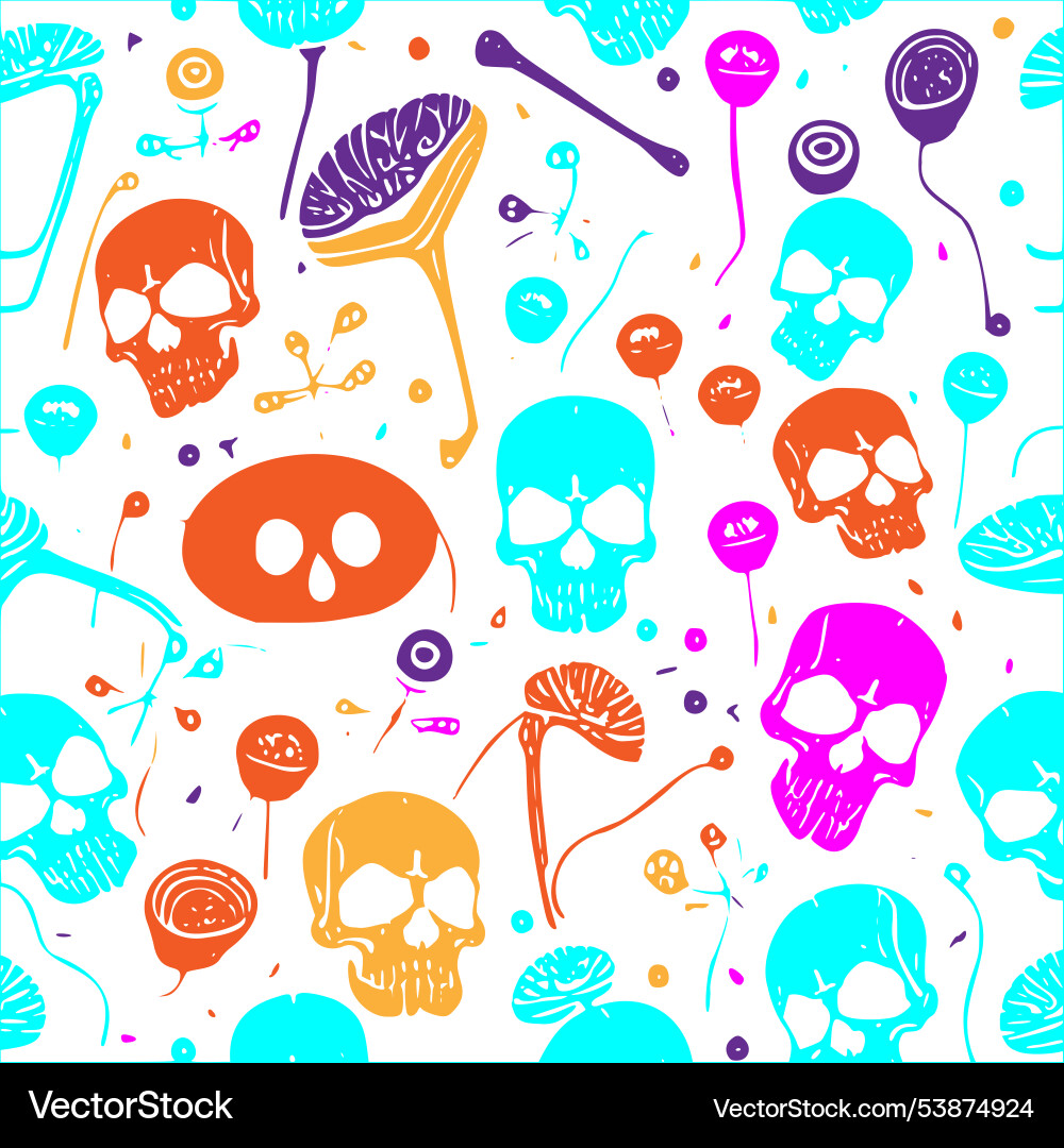 Skeletons calacas abstract pattern Vector Image