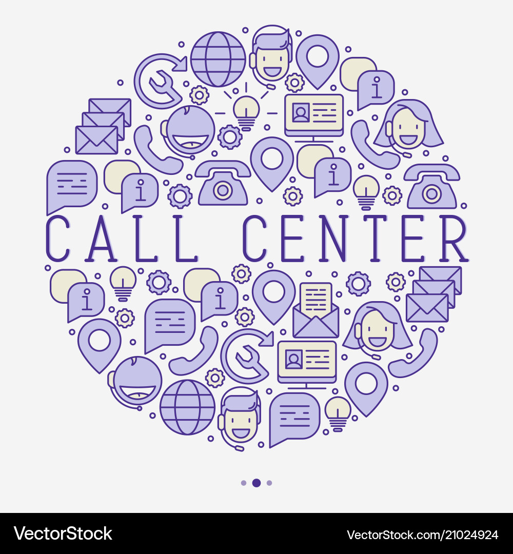 Support service concept in circle Vector Image
