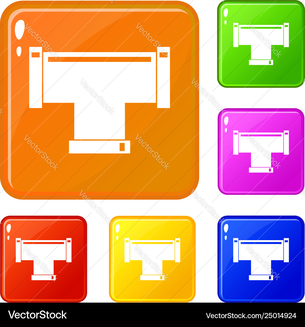 T pipe connection icons set color T pipe connection icons set color vector image