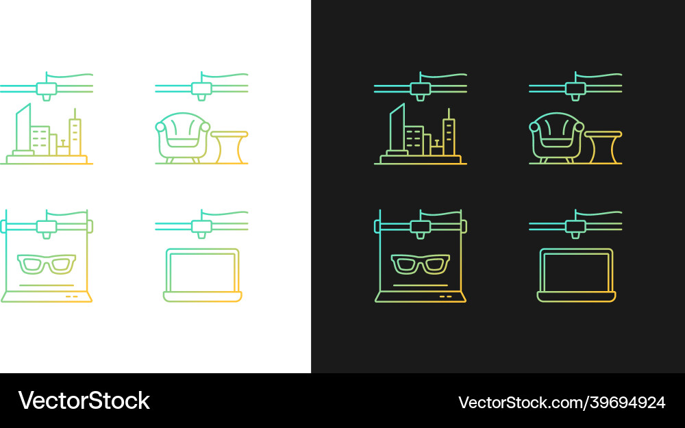 Three dimensional objects production gradient Three dimensional objects production gradient vector image