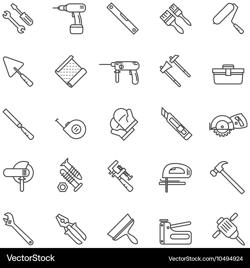 Tools thin line icons set Vector Image
