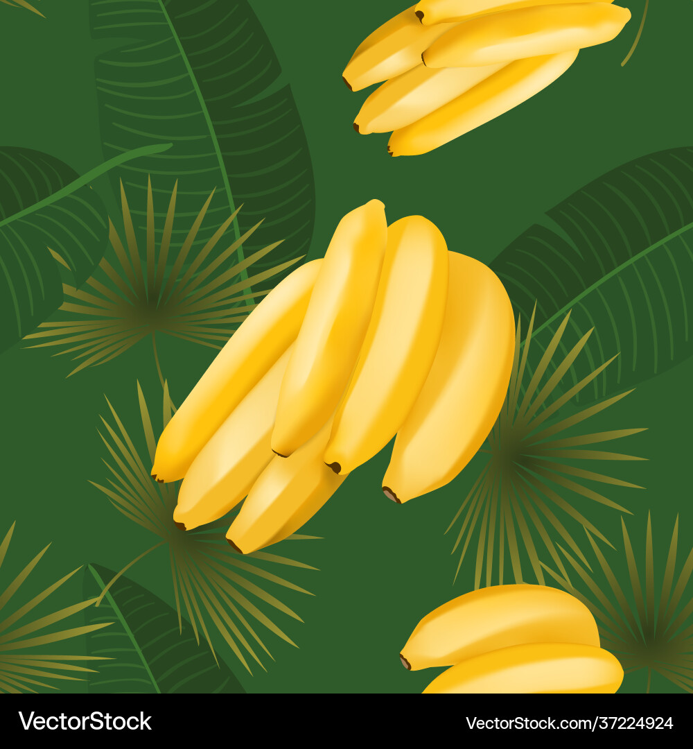 Trendy seamless pattern with realistic banana Trendy seamless pattern with realistic banana Vector Image