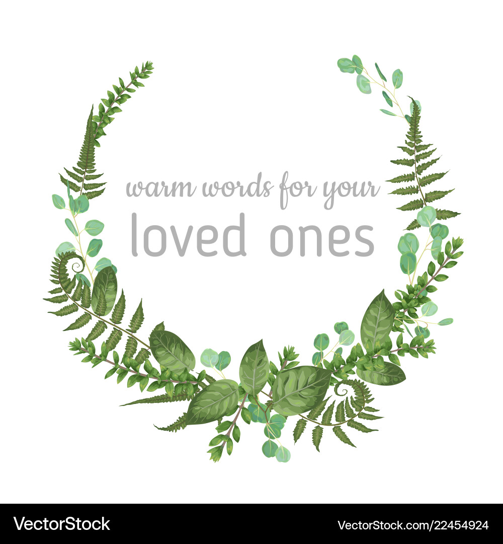 Wreath with herbs and leaves isolated on white Wreath with herbs and leaves isolated on white vector image