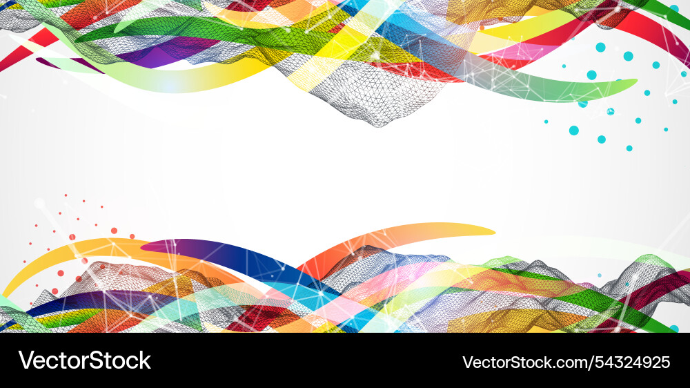 Abstract wireframe wave with colored lines Abstract wireframe wave with colored lines vector image