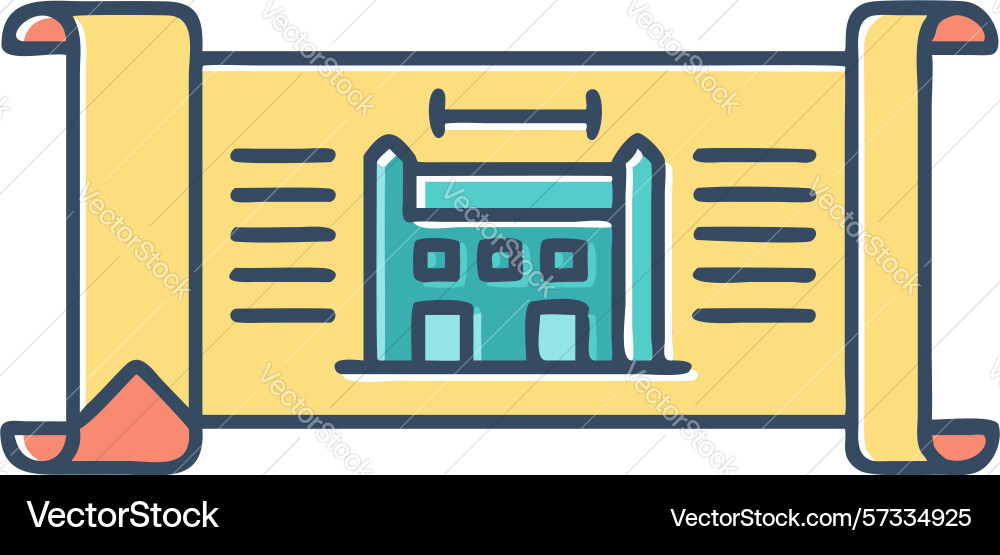 Architectural scroll icon blueprint design vector image