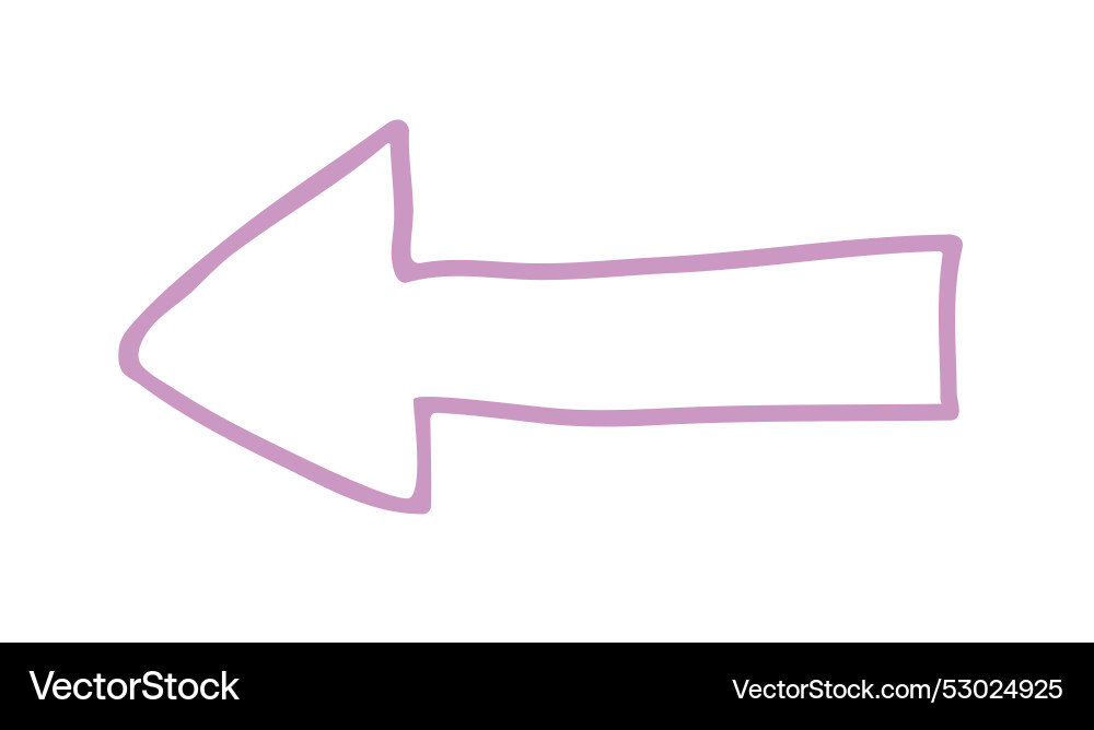 Arrow icon pointing left simple doodle style Vector Image