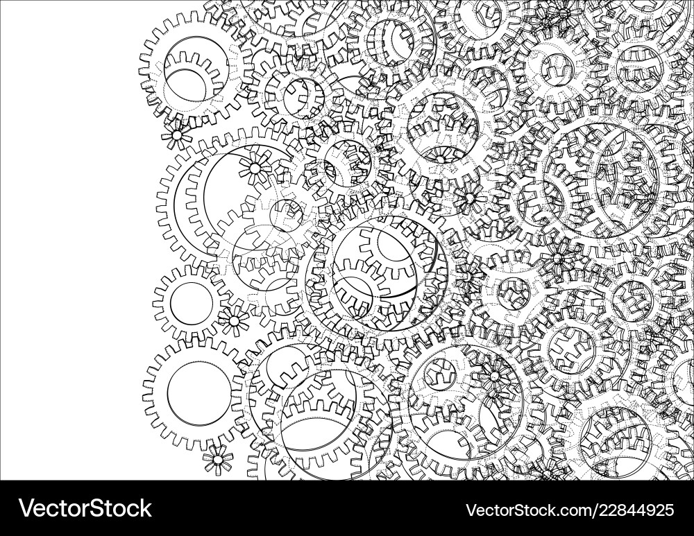 Background consisting of gears blueprint style vector image
