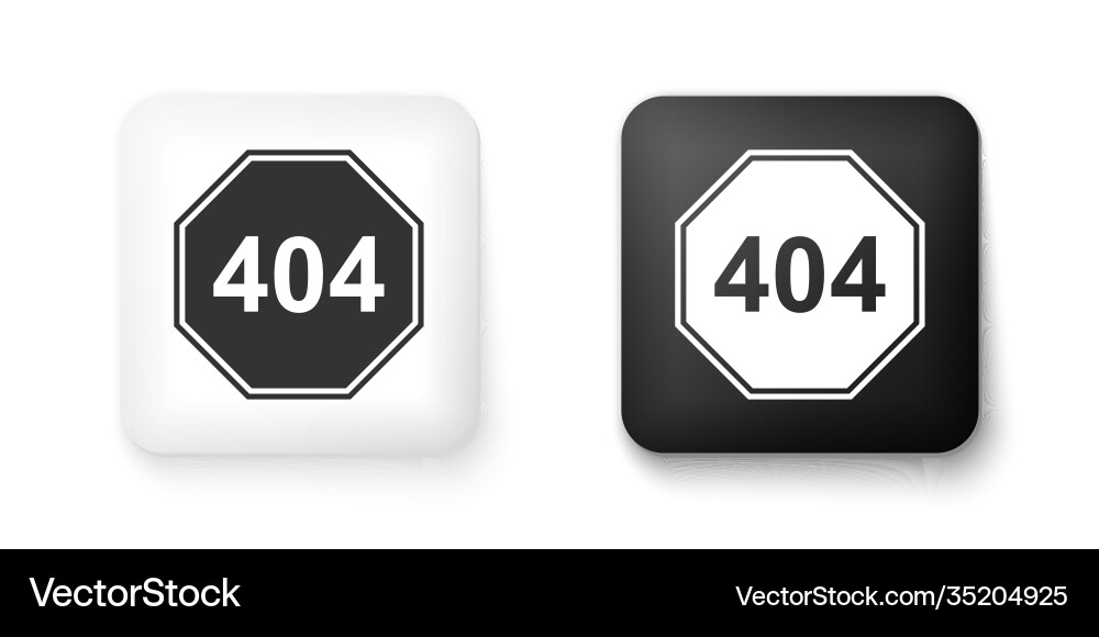 Black and white page with a 404 error icon Vector Image