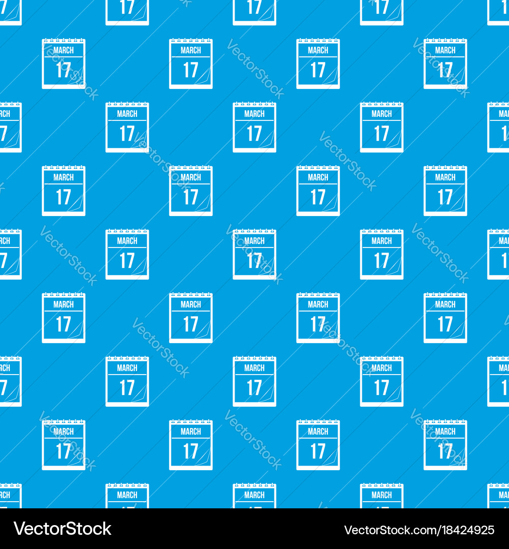 Calendar with date of march 17 pattern seamless vector image