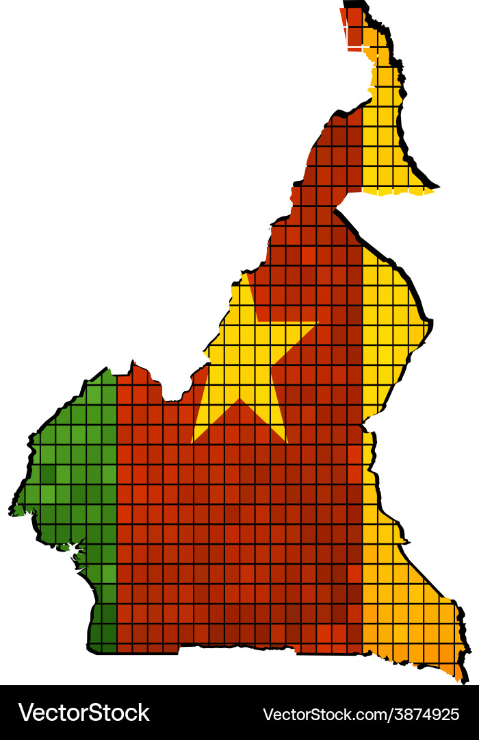 Cameroon map with flag inside Vector Image