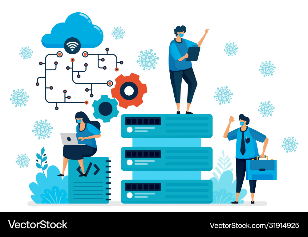Cloud computing platform to support new normal Cloud computing platform to support new normal vector image