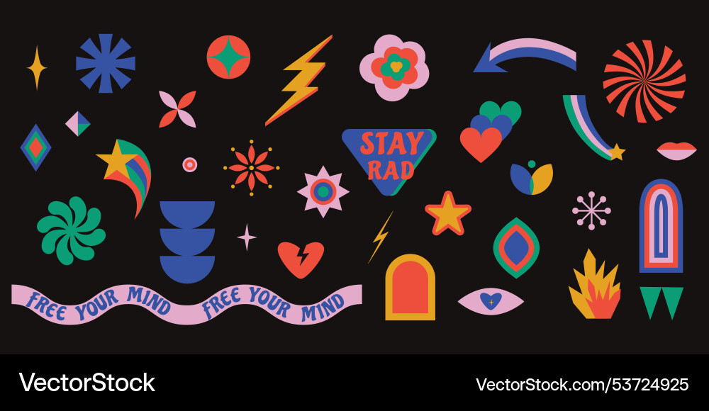 Collection of abstract colorful retro shapes Collection of abstract colorful retro shapes vector image