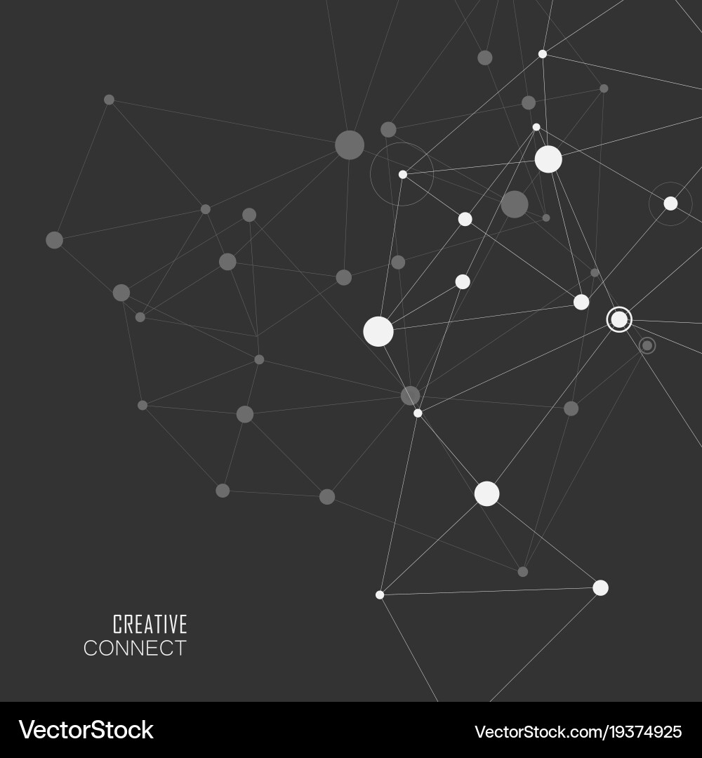 Connection white dots and lines science background vector image