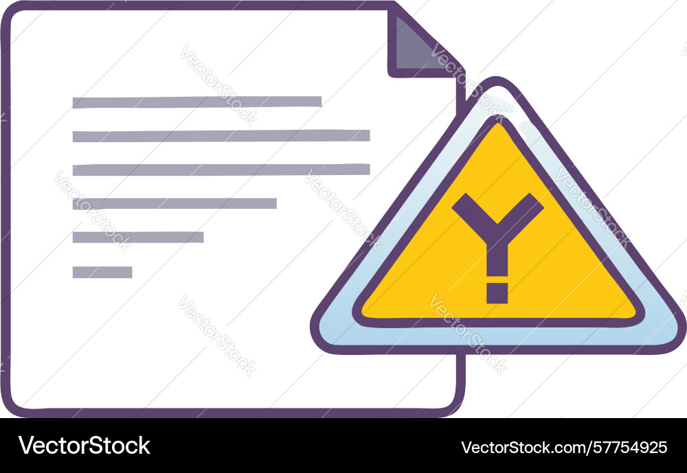 Document with warning triangle important alert Vector Image