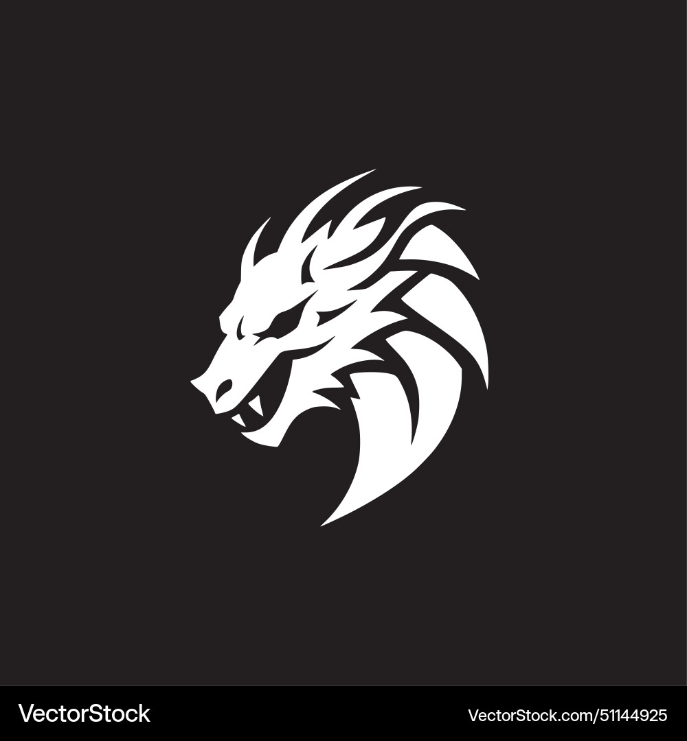 Dragon - black and white Royalty Free Vector Image