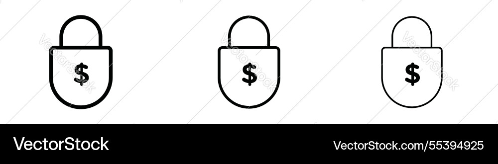 Fixed price icons in three different stroke lines vector image